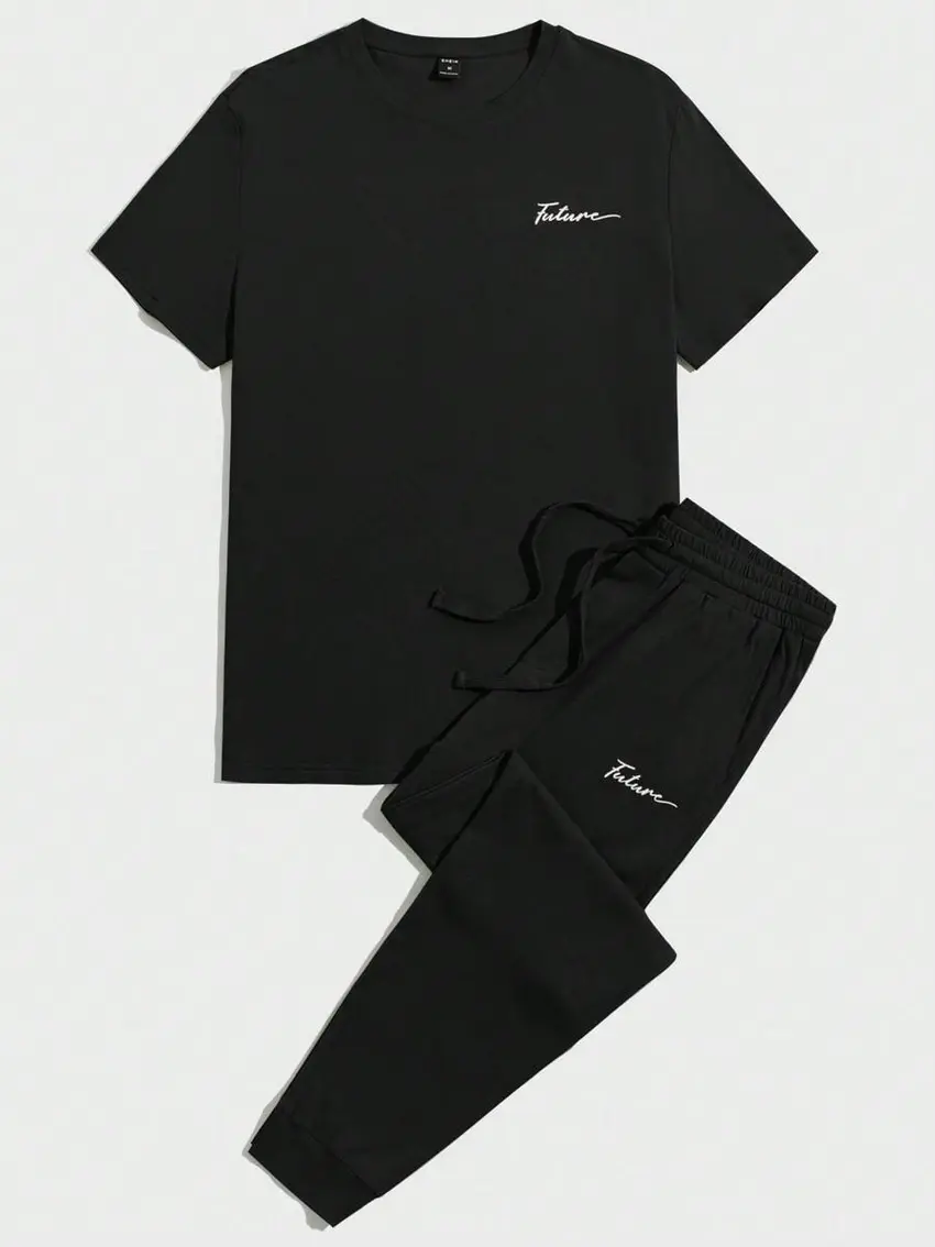 CZARNY KOMPLET T-SHIRT SPODNIE