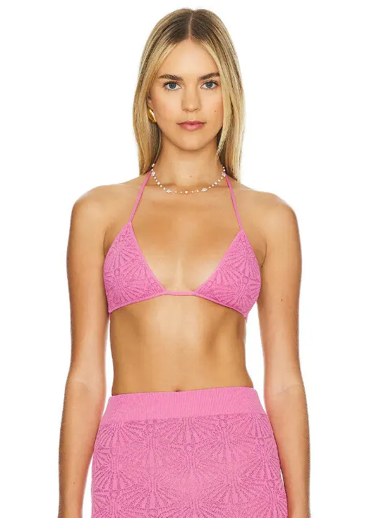 różowy top wiązanie haft Josefina Bralette
