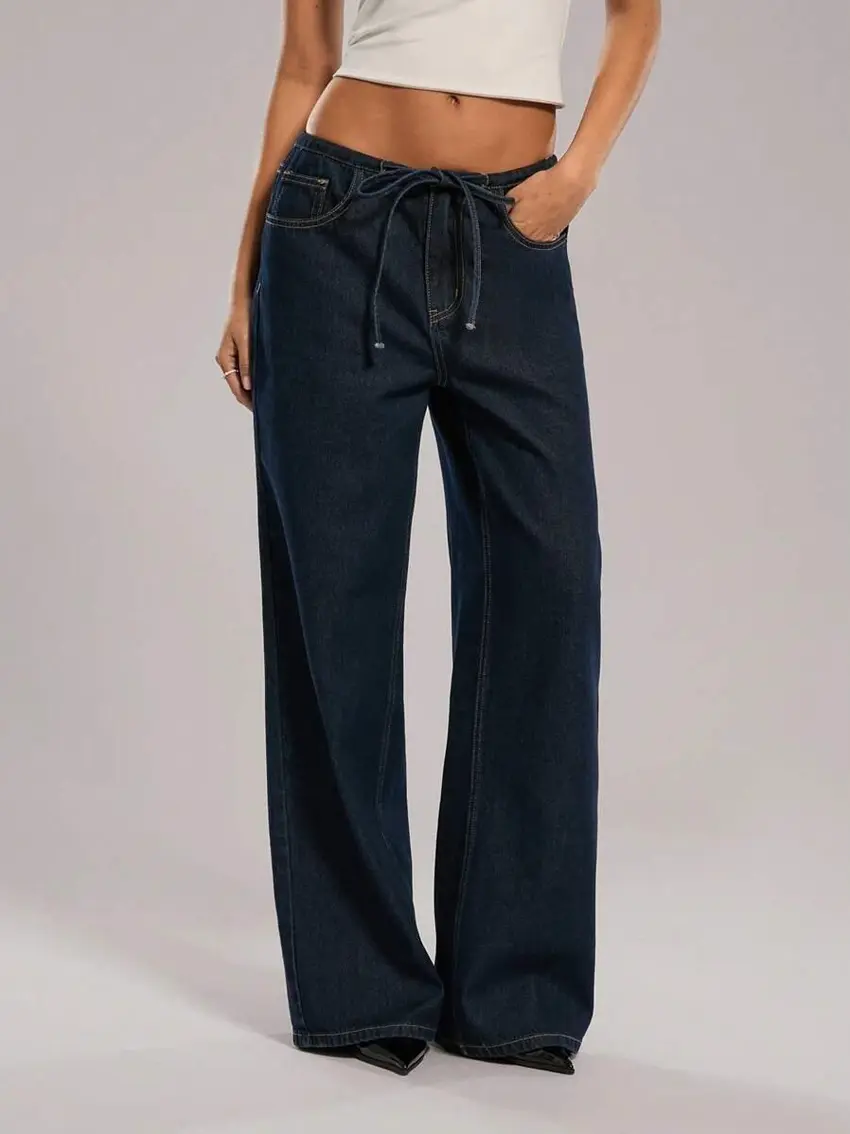 GRANATOWE SPODNIE JEANS