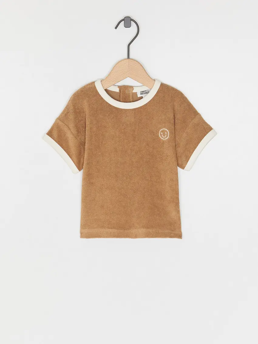 BRĄZOWY T-SHIRT  PRINT