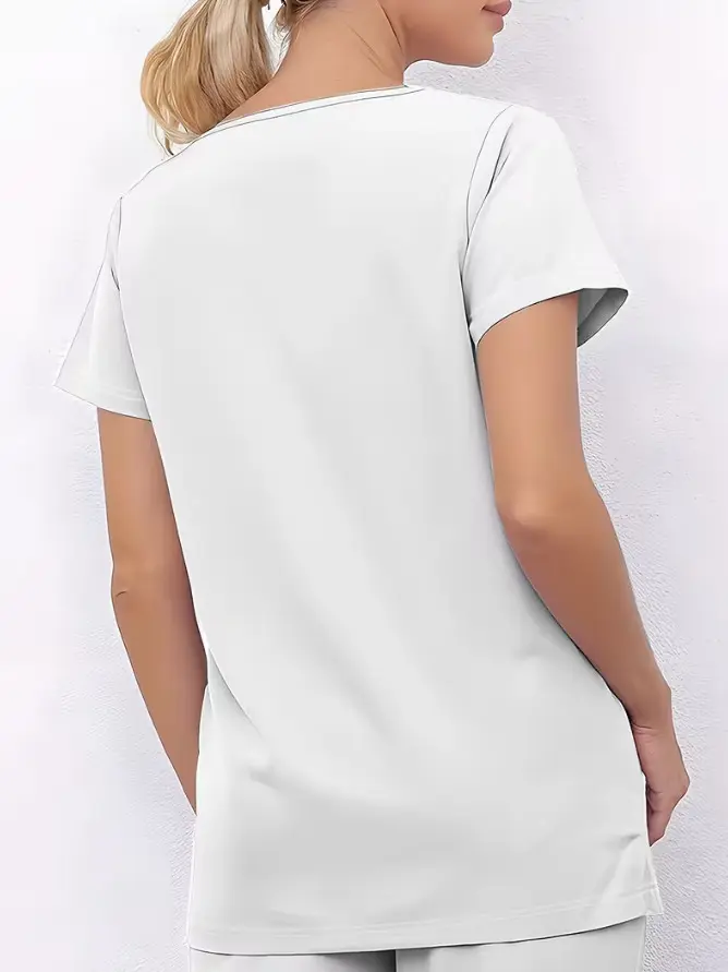 biały fartuch t-shirt kieszenie