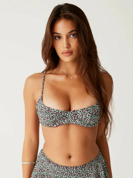 GÓRA OD BIKINI print kwiaty wiązanie