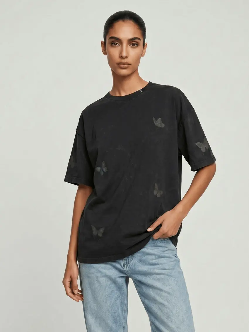 czarny t-shirt oversize NADRUK