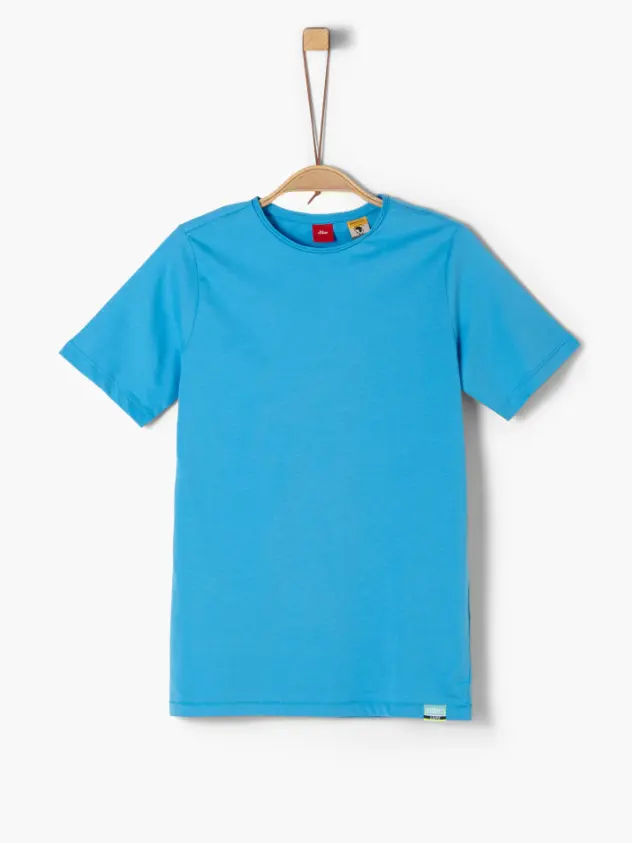 niebieski t-shirt nadruk
