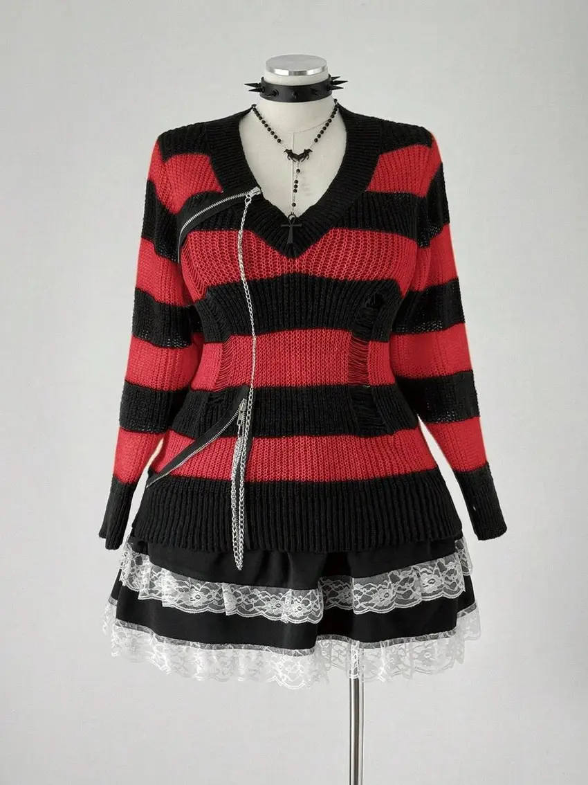 SWETER W PASKI KONTRAST