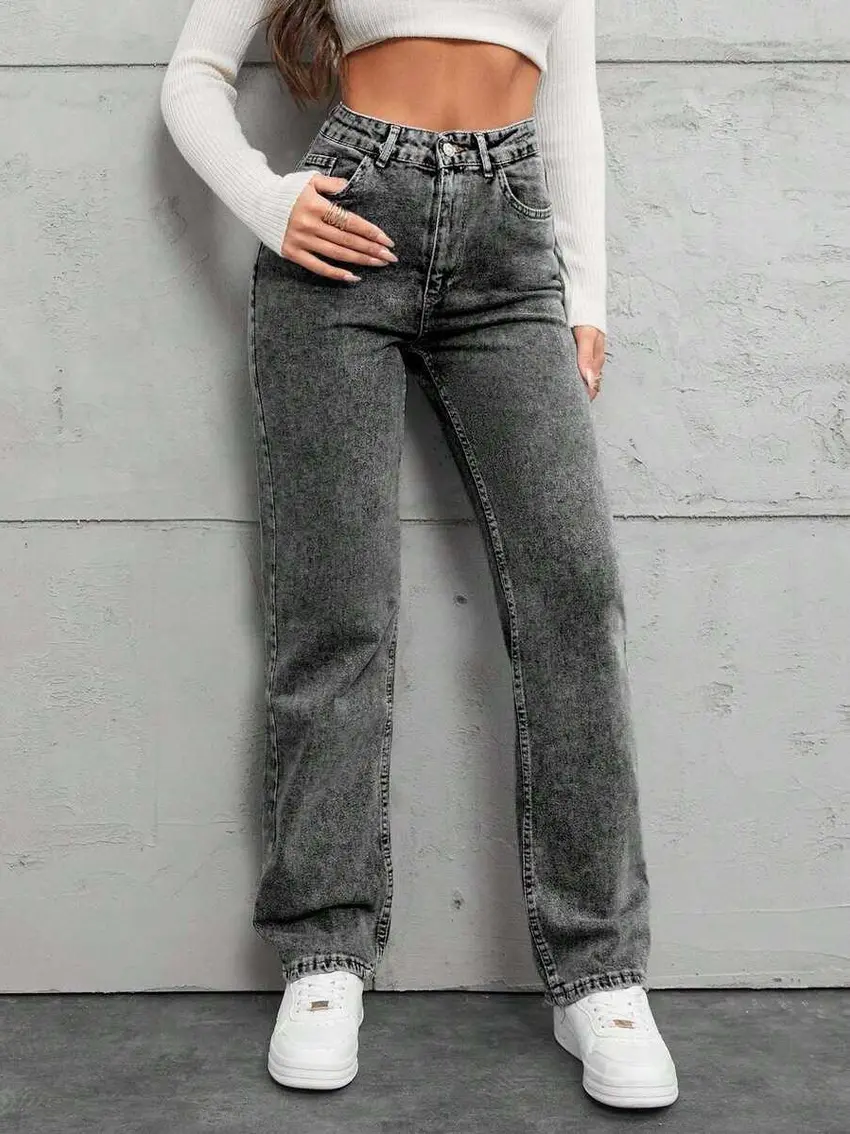 SZARE SPODNIE JEANS
