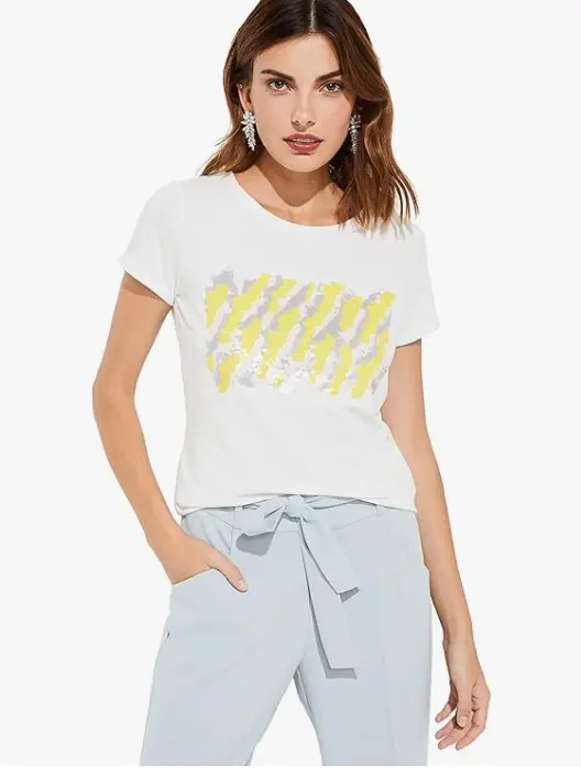 biały t-shirt cekiny