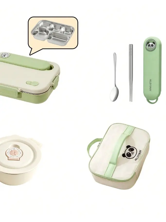 lunch box ze sztućcami i z torbą