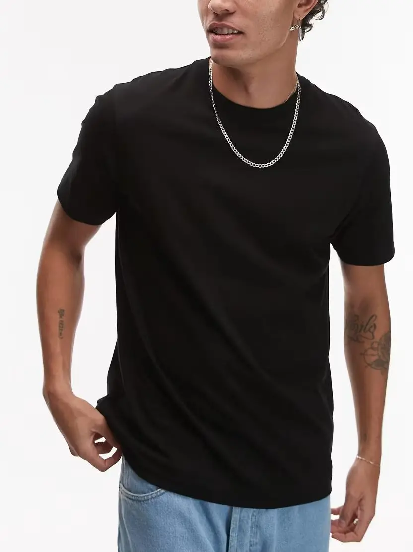 CZARNY T-SHIRT okrągły dekolt 2-PACK