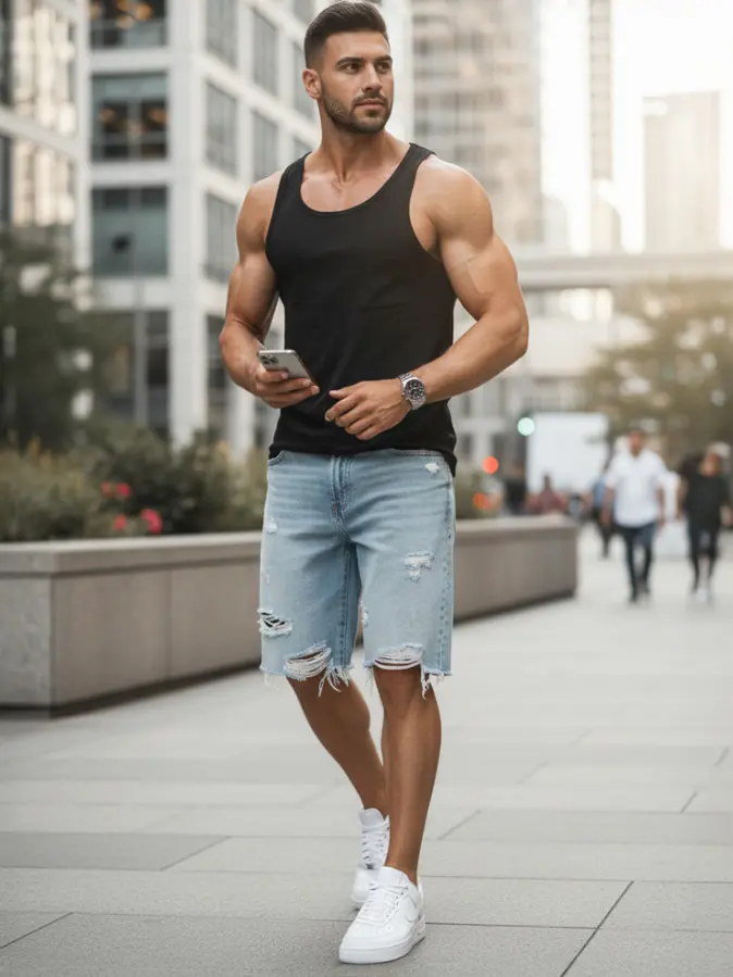 czarna koszulka bez rękawów basic