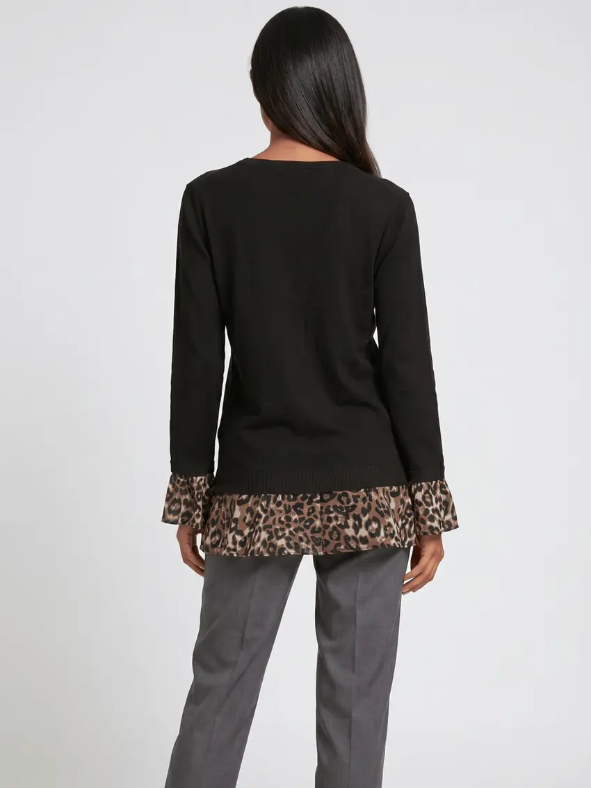 sweter łączenie animal print