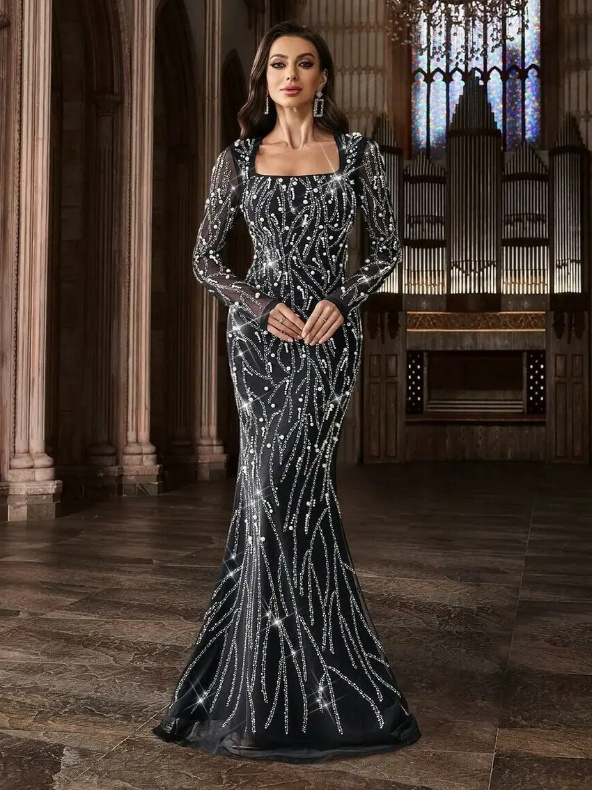 CZARNA MAXI SUKIENKA