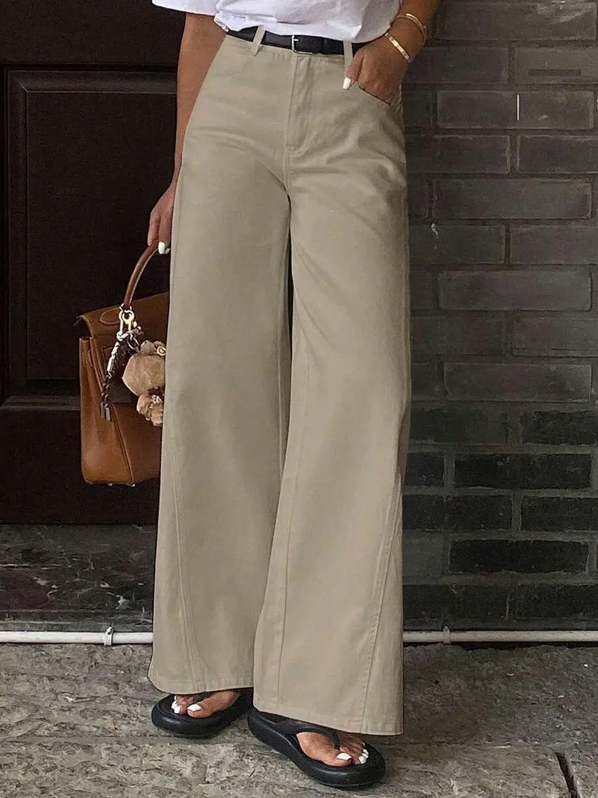 BEŻOWE SPODNIE JEANS