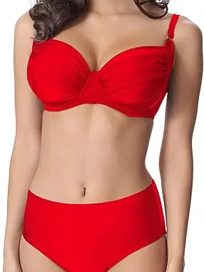 czerwony dół od bikini wysoki stan