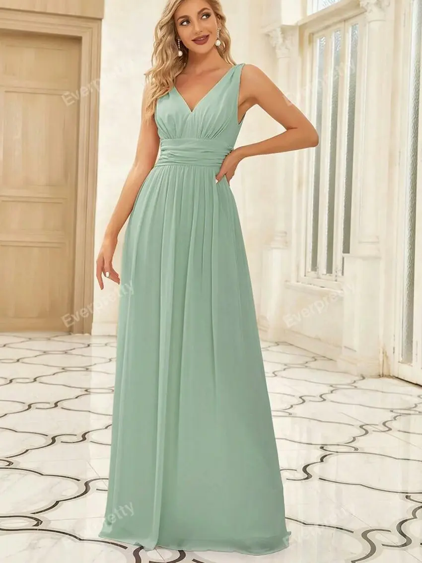 SZYFONOWA SUKIENKA MAXI V-NECK