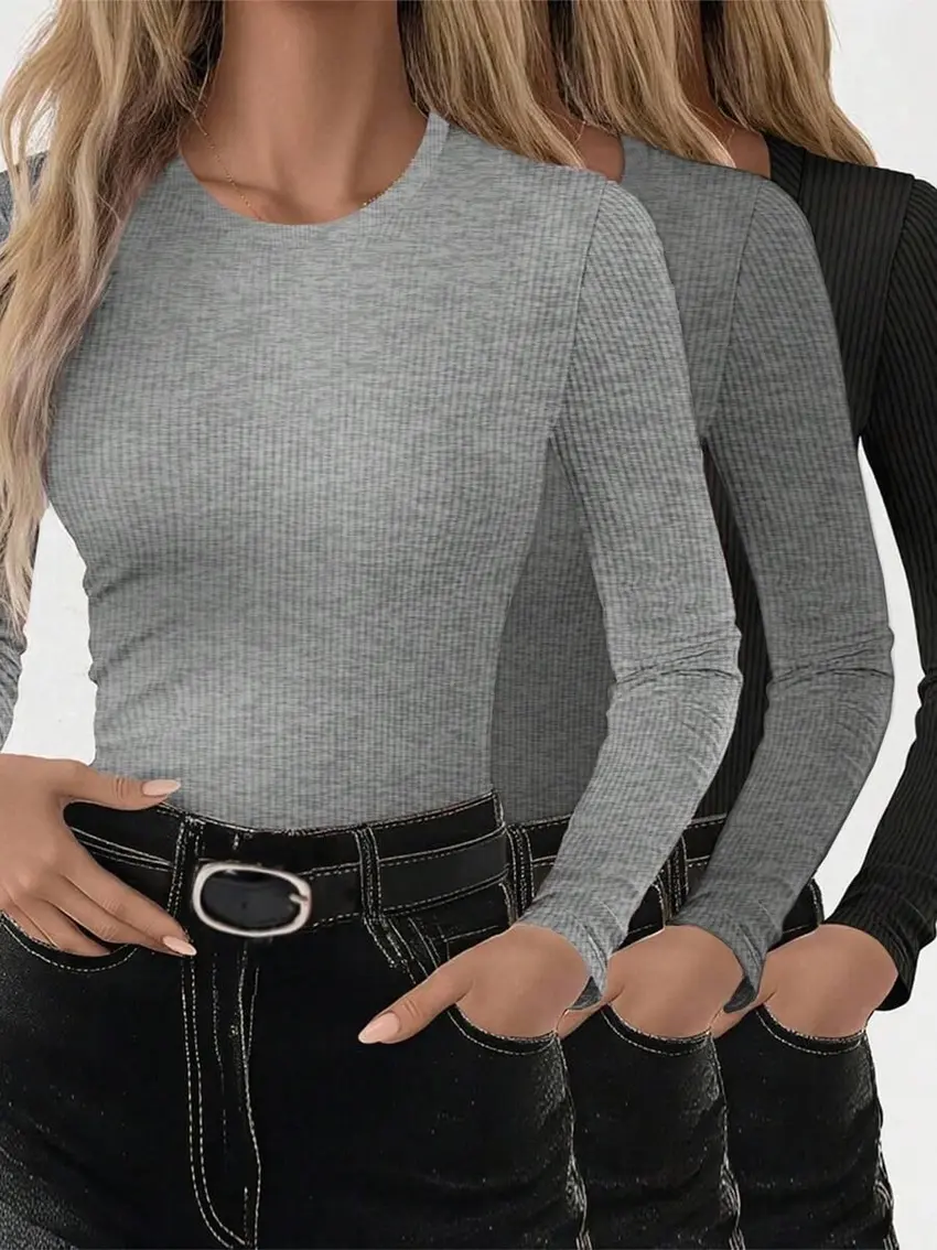 bluzka z długim rękawem 3-pack