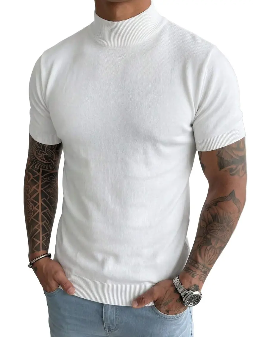 biały t-shirt stójka