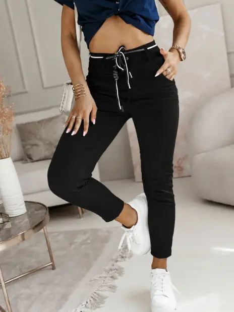 czarne spodnie jeans wysoki stan