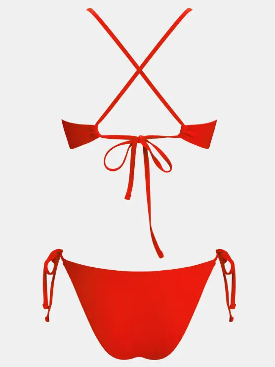 CZERWONY DÓŁ OD BIKINI WIĄZANIE