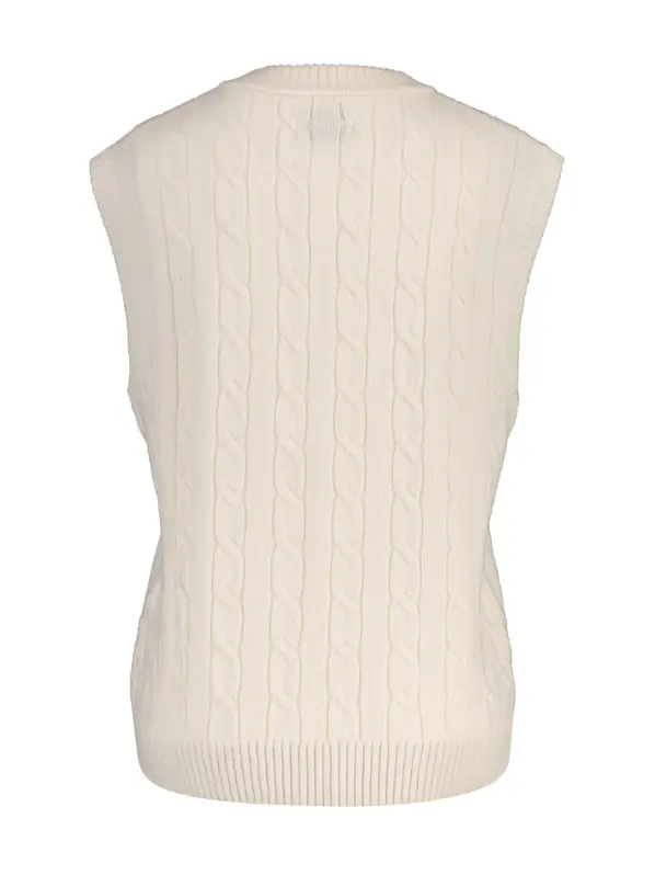 kremowa kamizelka v-neck logo dzianina