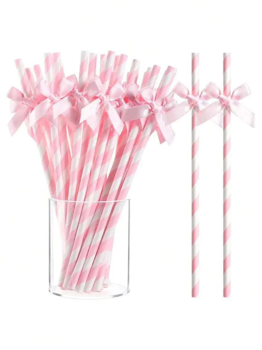 słomki papierowe kokarda 10-pack