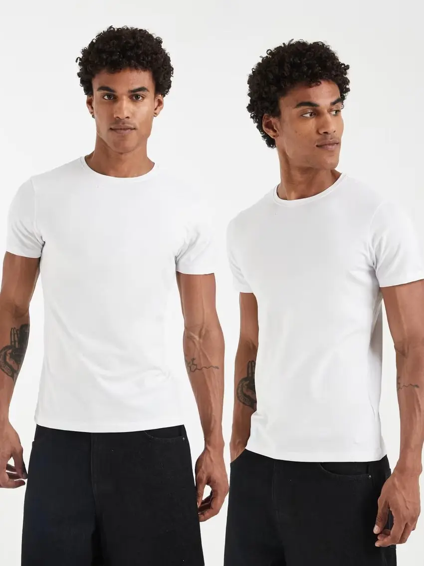 BIAŁY T-SHIRT OKRĄGŁY DEKOLT 2-pack