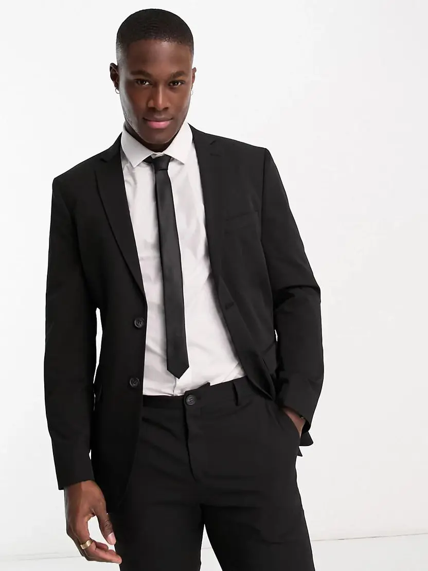 CZARNA JEDNORZĘDOWA MARYNARKA SLIM FIT