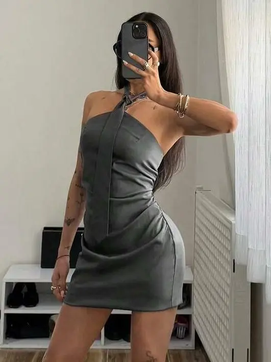 SZARA MINI SUKIENKA