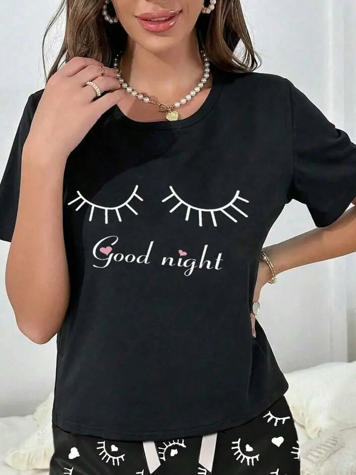 CZARNY T-SHIRT okrągły dekolt