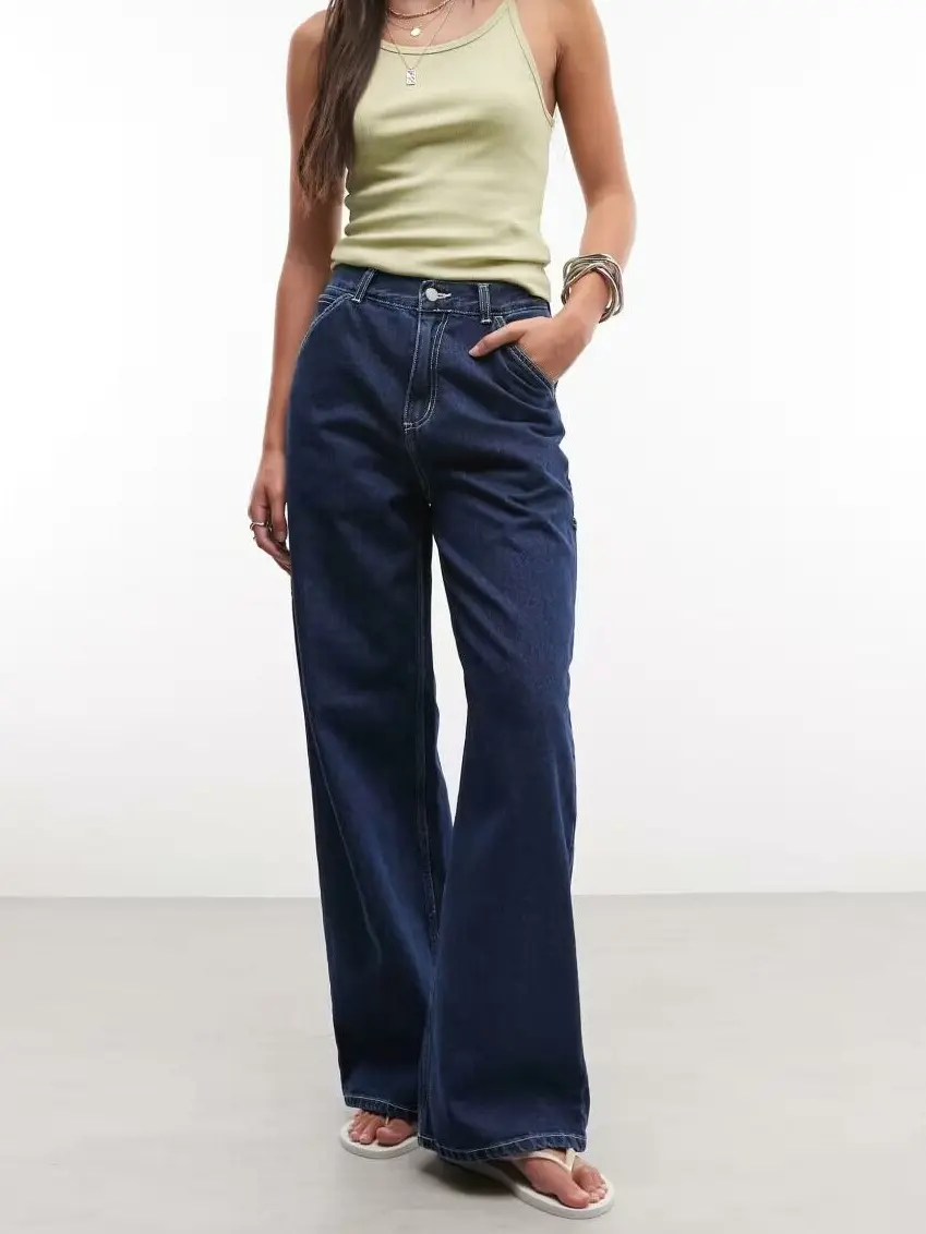 GRANATOWE PROSTE SPODNIE JEANS