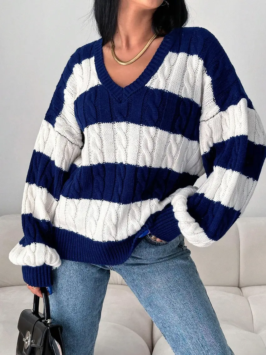 SWETER DŁUGI RĘKAW PASKI