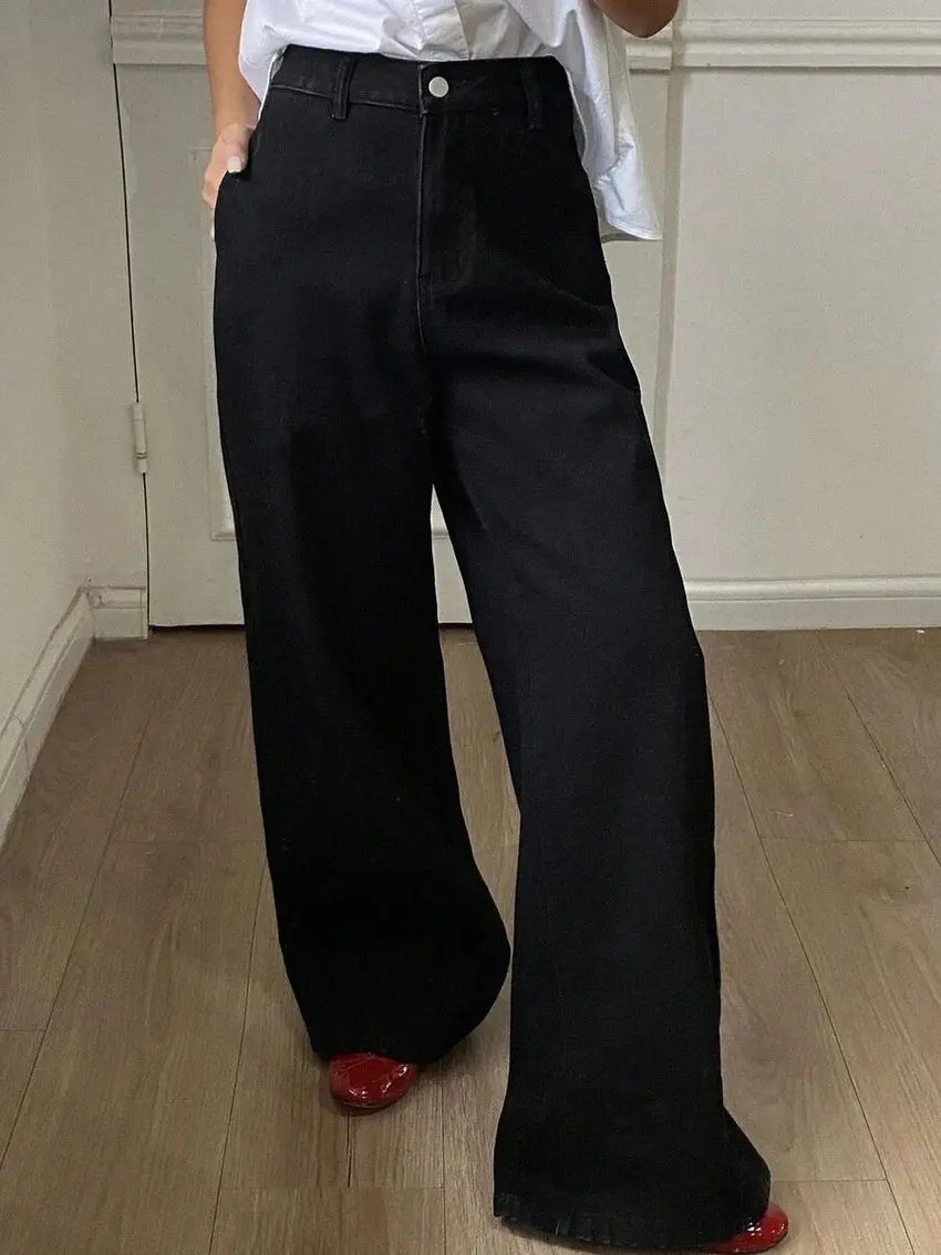 czarne ocieplane spodnie jeans