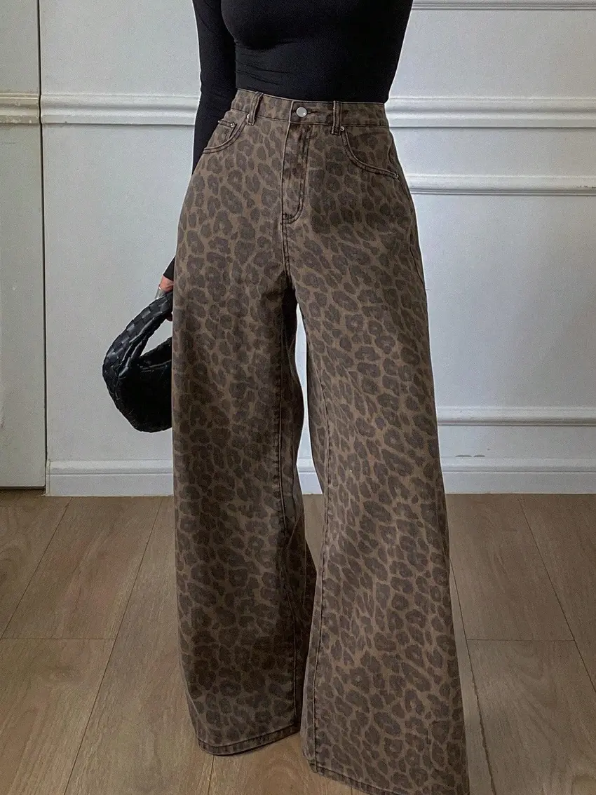 SPODNIE JEANS ANIMAL PRINT