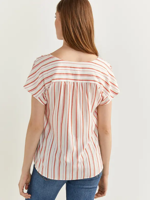 BLUZKA WZÓR PASKI V NECK