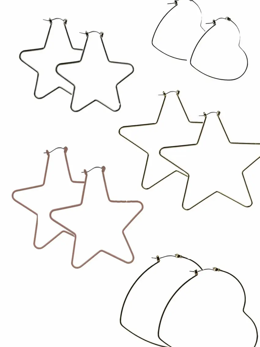 kolczyki gwiazdy serca 5-pack