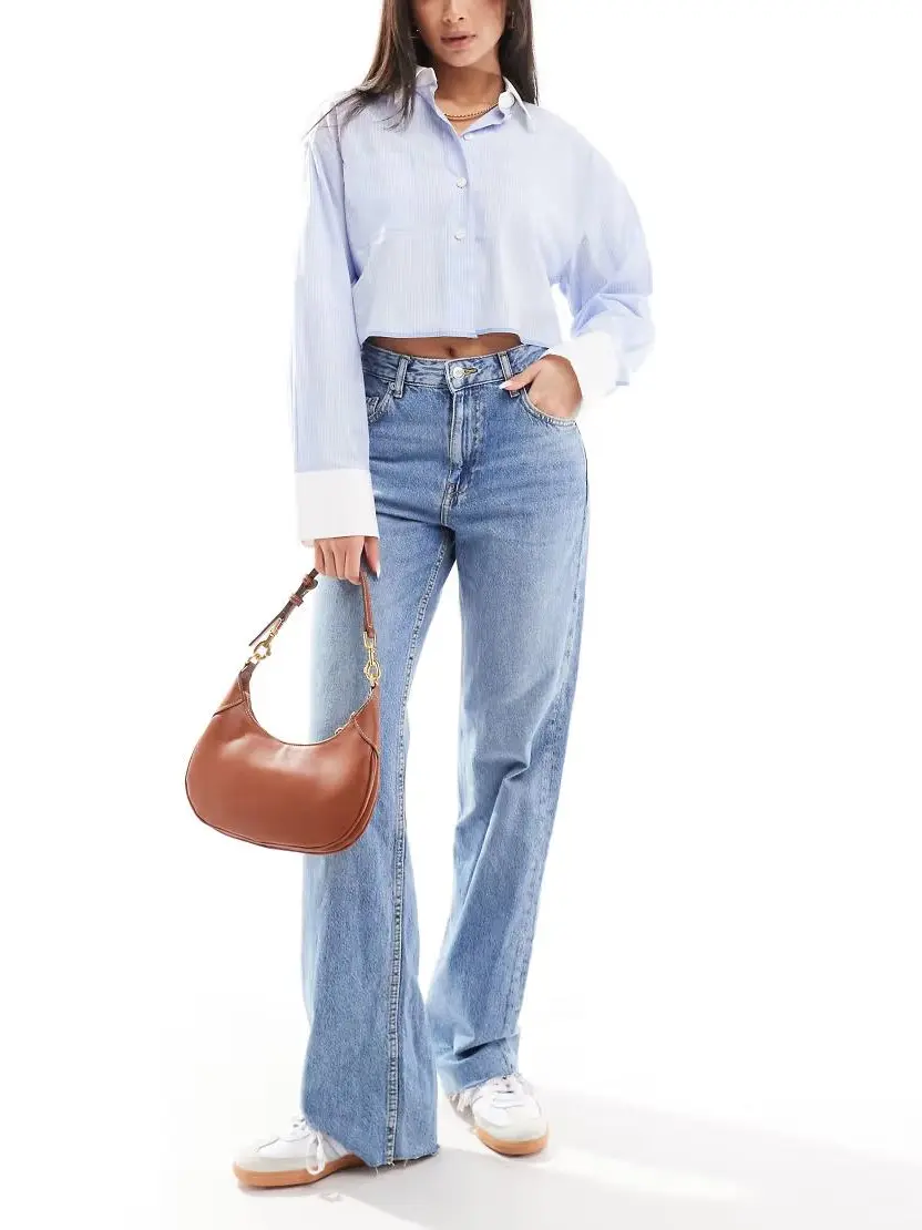 NIEBIESKIE SPODNIE JEANS PROSTA NOGAWKA