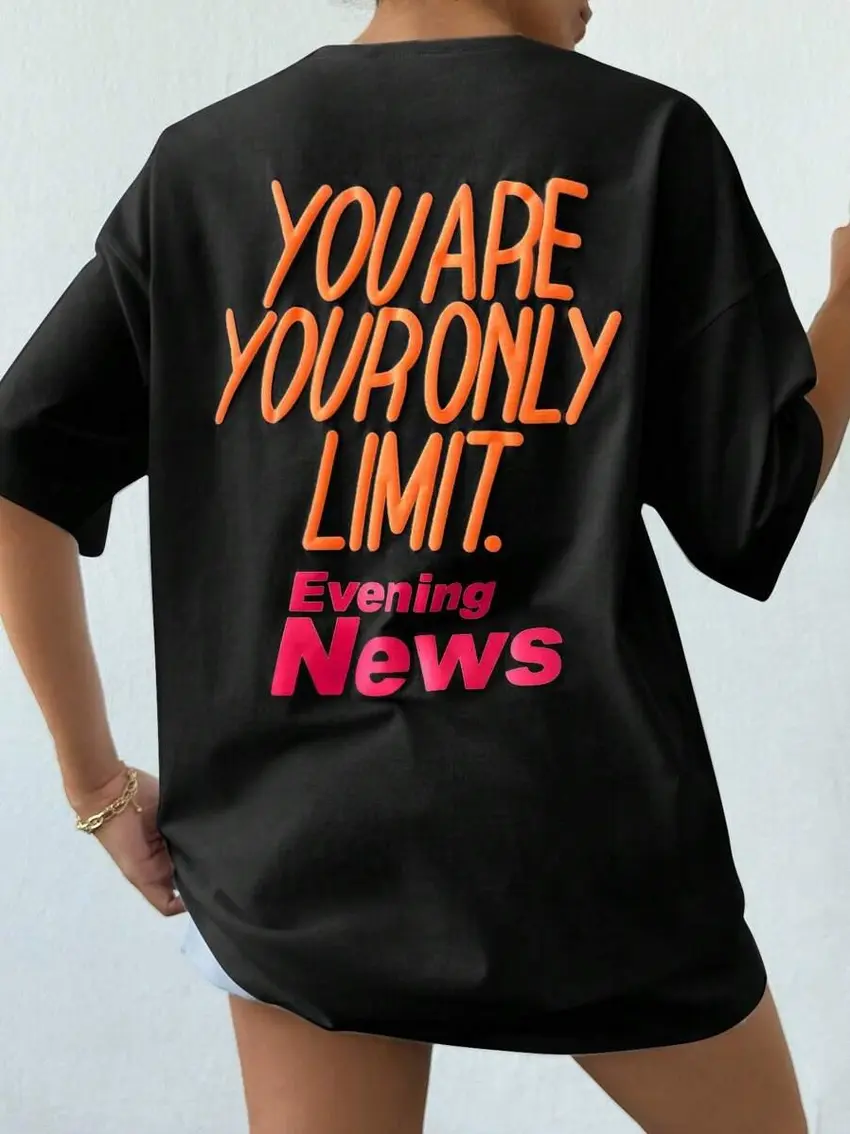 czarny t-shirt oversize