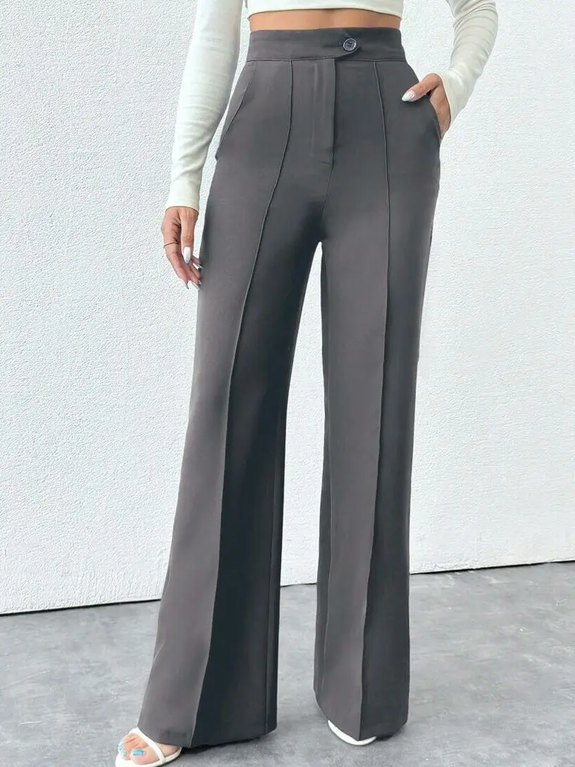 SZARE ELEGANCKIE SPODNIE