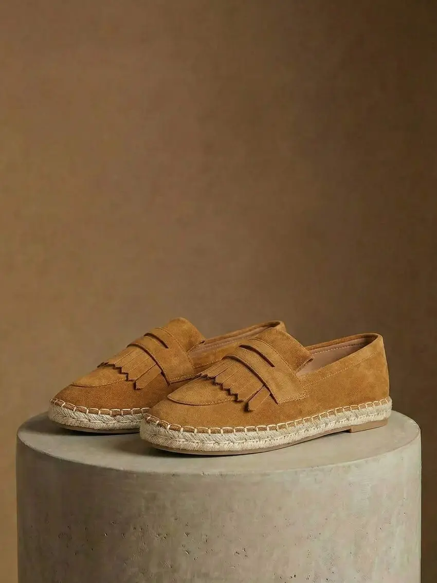 brązowe espadryle imitacja zamszu