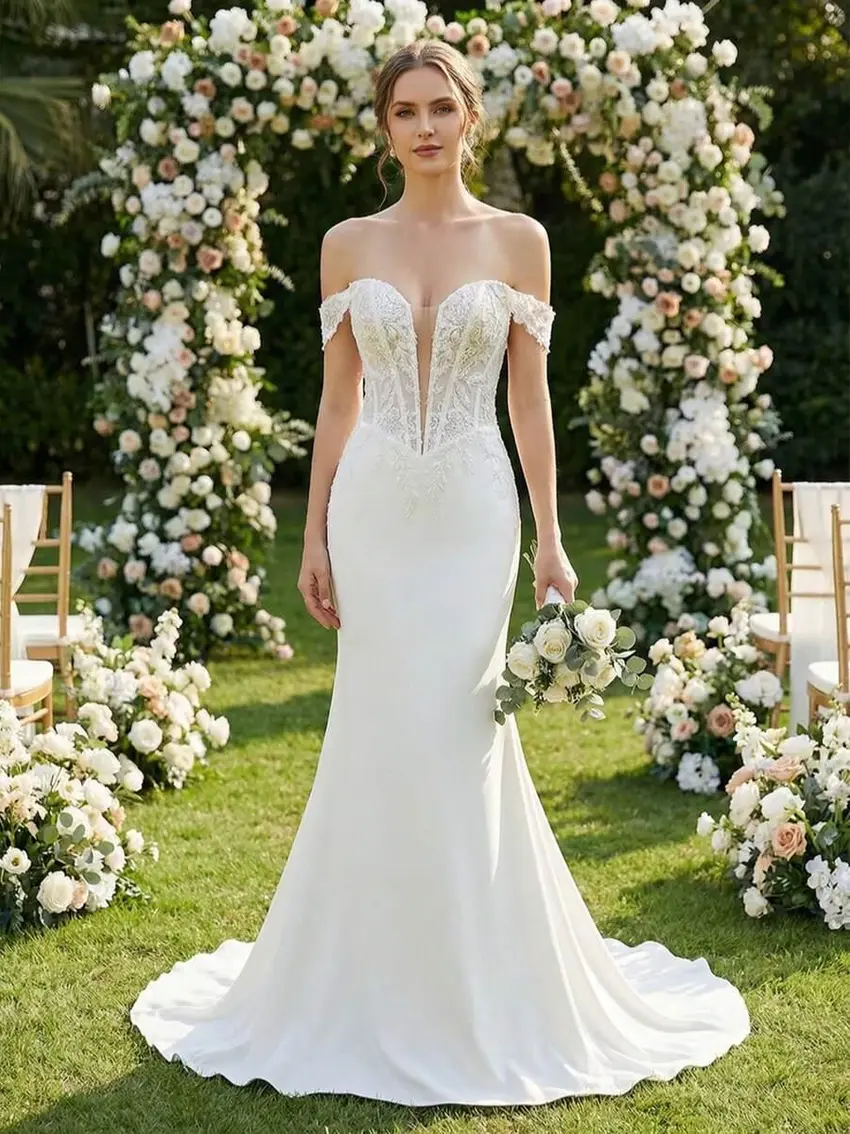 biała suknia ślubna zdobiony gorset