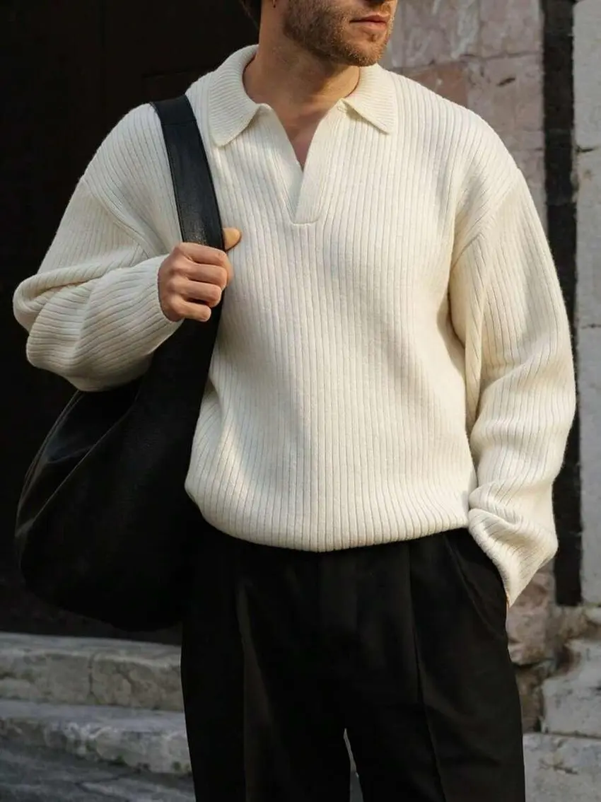KREMOWY SWETER KOŁNIERZYK