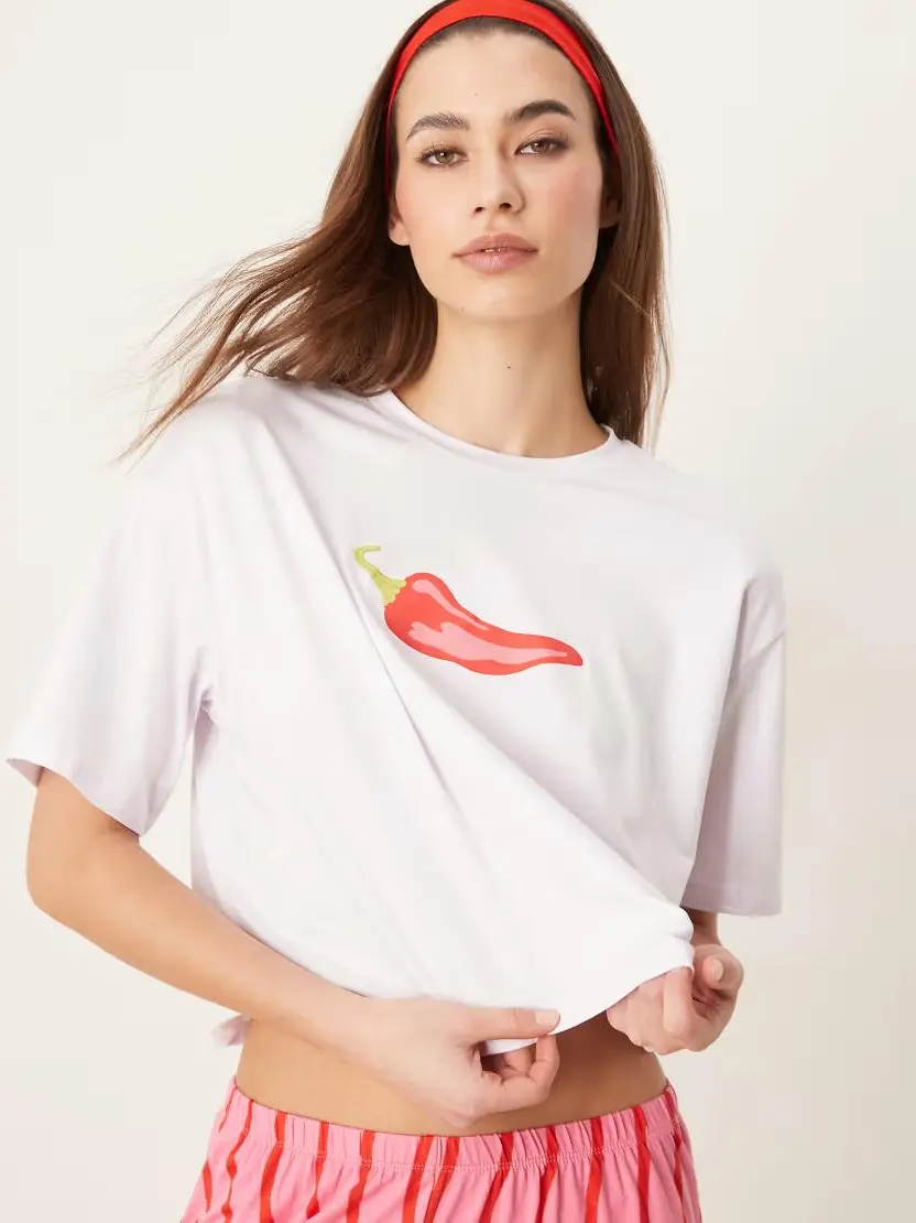 BIAŁY T-SHIRT PRINT