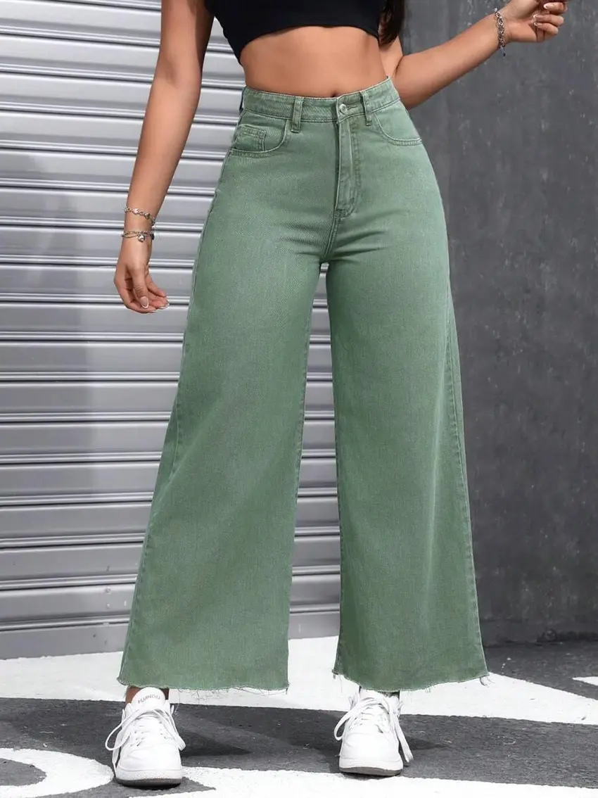 ZIELONE SPODNIE JEANS