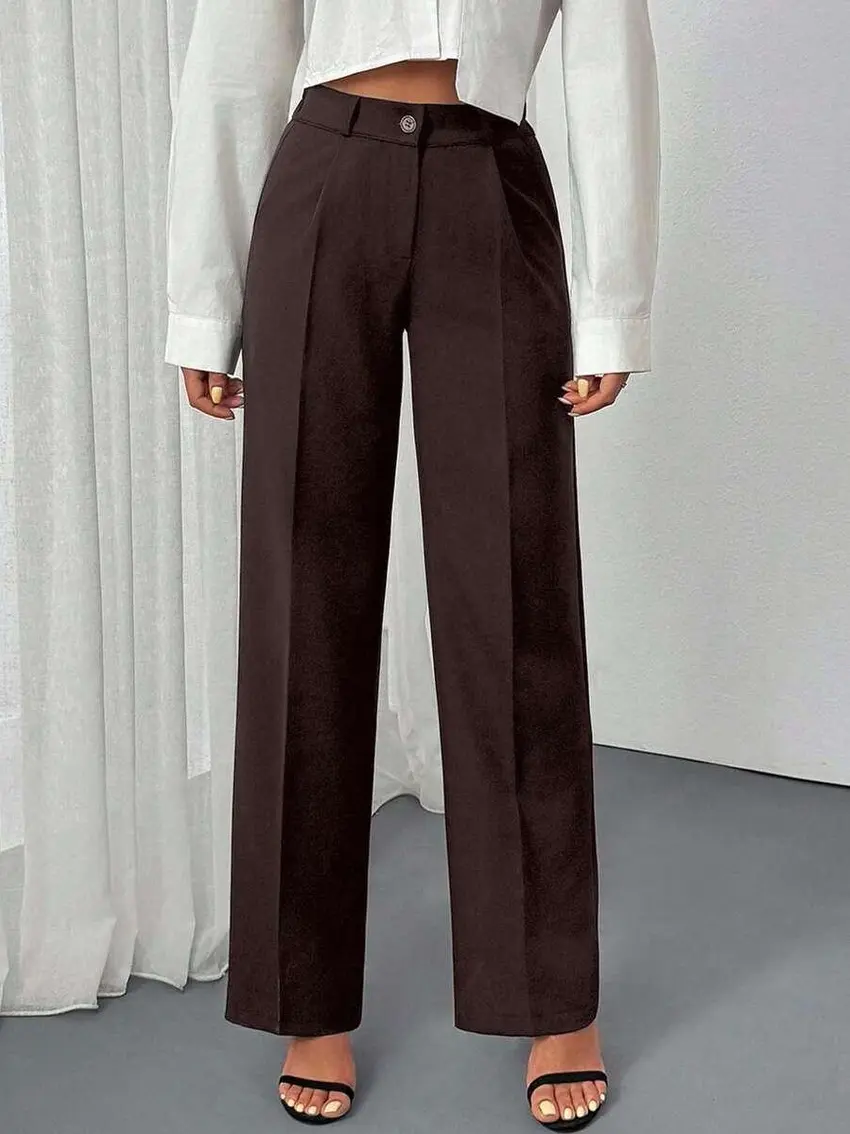 BRĄZOWE ELEGANCKIE SPODNIE