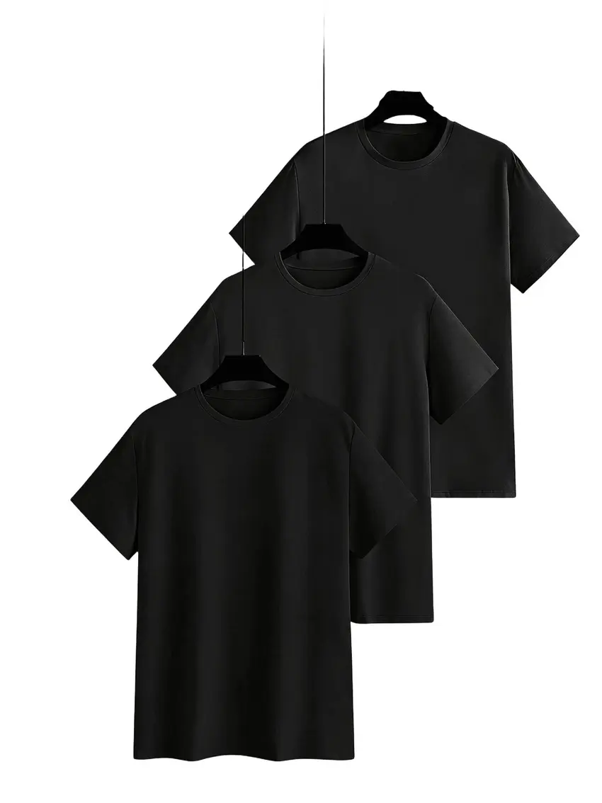 czarny t-shirt 3-pack