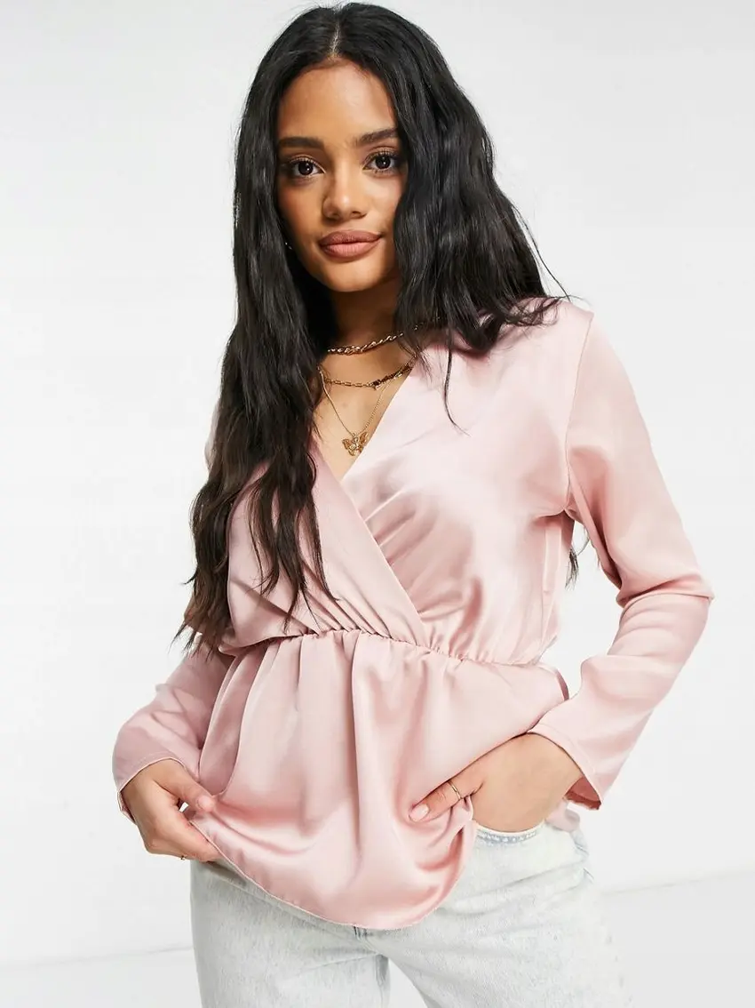 RÓŻOWA BLUZKA V-NECK