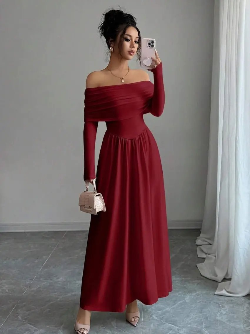 czerwona maxi sukienka