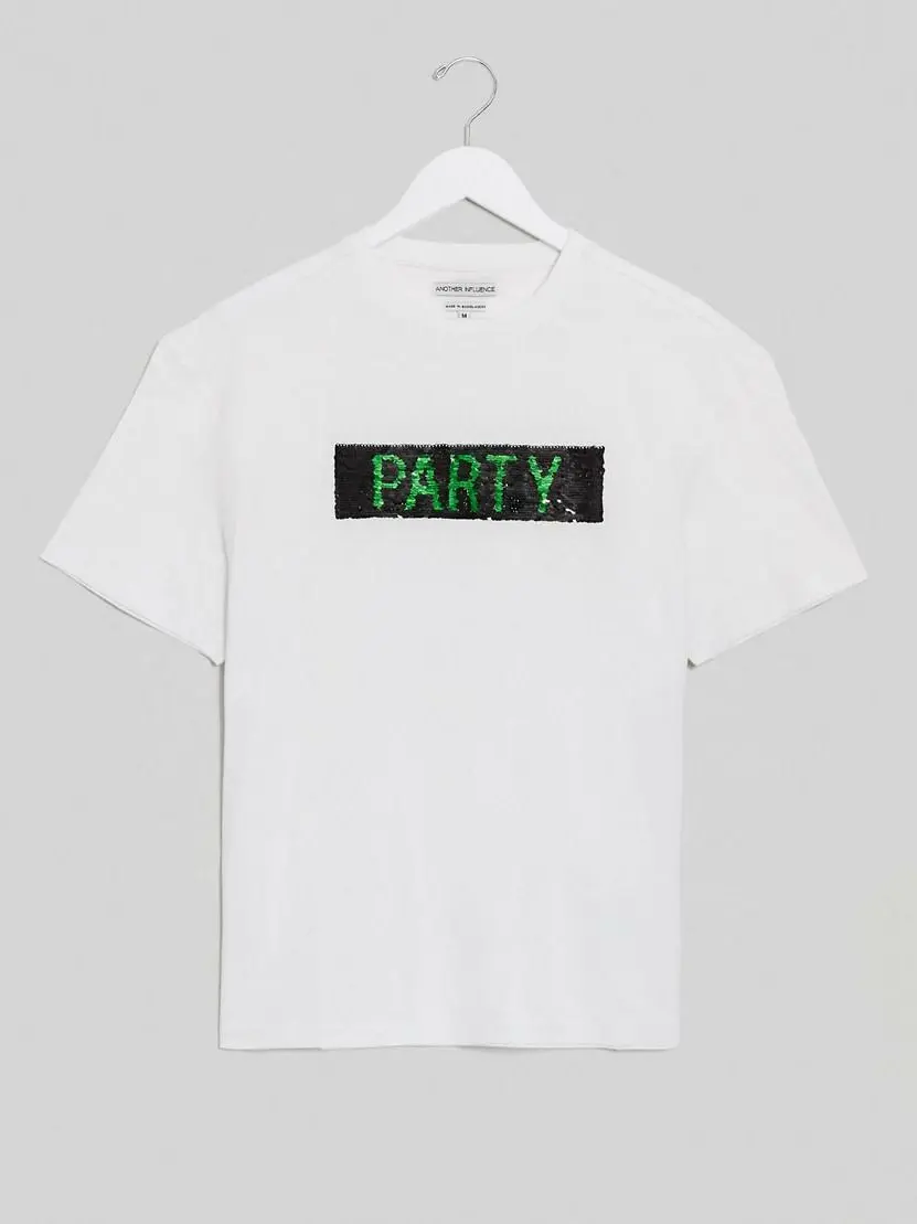 T-SHIRT CEKINY napis Party