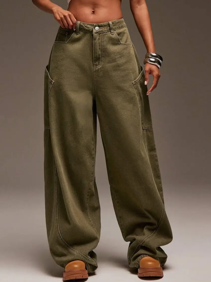zielone spodnie jeans