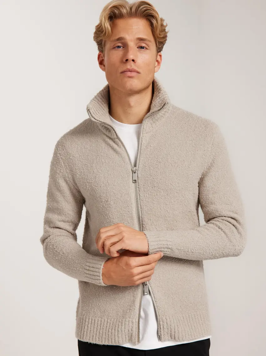 beżowy rozpinany  sweter zip